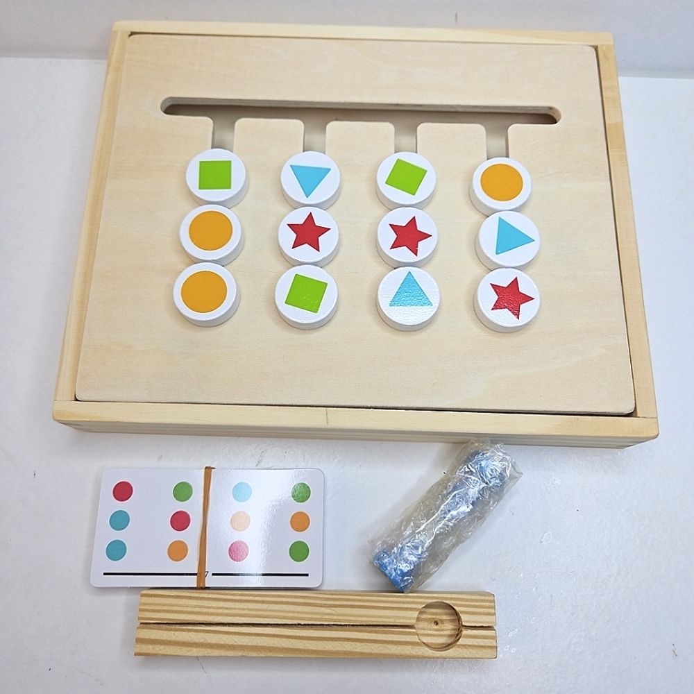 Monttesori Wooden Shape Sorting Toy with Colorful Discs